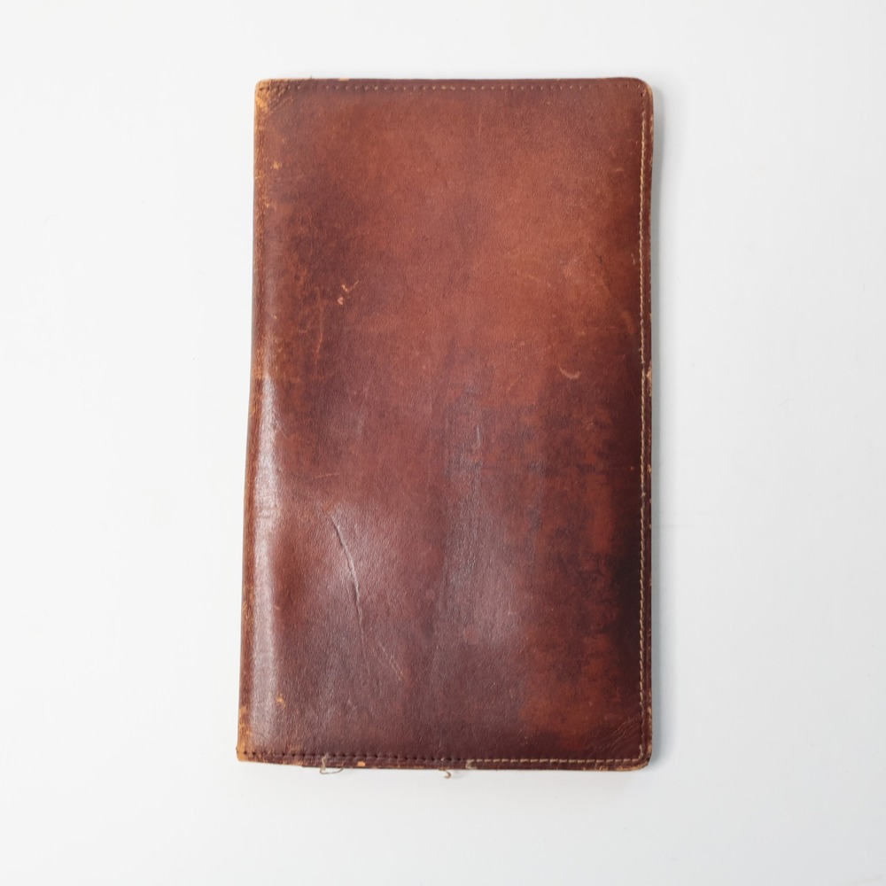 Vintage‎ Brown Leather Pocket Secretary Organizer with Ace Hard Rubber Comb